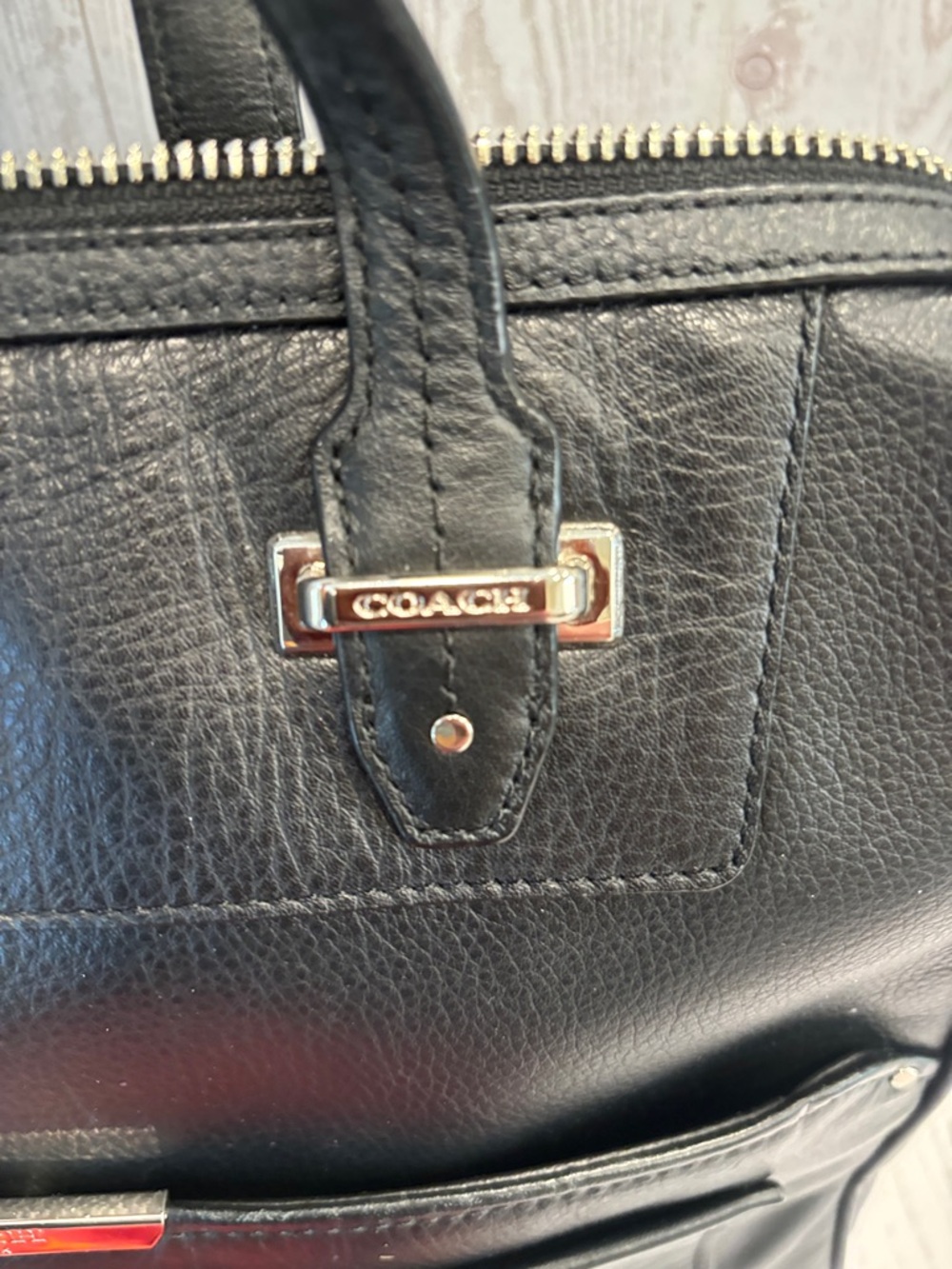 Coach Black Leather Tote with Silver Hardware - Picture 7 of 15